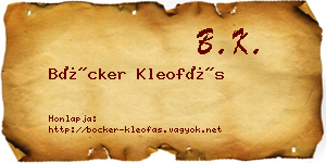 Böcker Kleofás névjegykártya